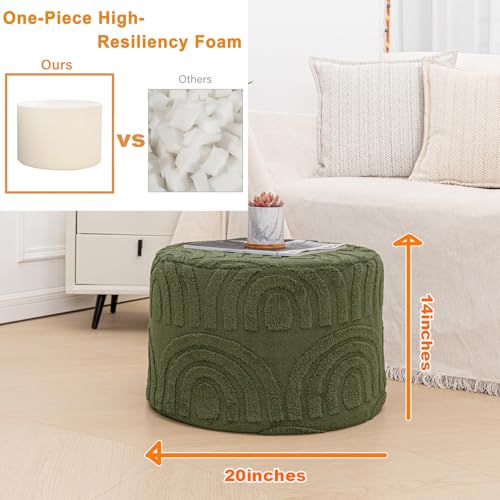 Asuprui Boucle Pouf Ottoman Foot Rest, Deep Green, 20x20x14 Inches - color: Deep Green, size: 20"D x 20"W x 14"H