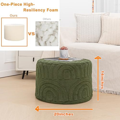 Asuprui Boucle Pouf Ottoman Foot Rest, Deep Green, 20x20x14 Inches - color: Deep Green, size: 20"D x 20"W x 14"H