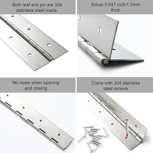 Heavy Duty Piano Hinge 30 Inch x 2 Inch Width, 0.047'' Thick Stainless Steel Continuous & Piano Hinge for Cabinet, Door, Toolbox, Wooden Box, Metal Plate, Furniture, Industrial Project - size: 30 Inch
