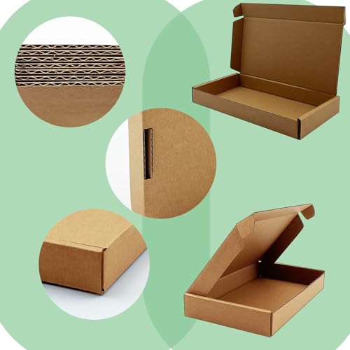 8x4x1 inch Small Shipping Boxes 50 Pack, Brown Corrugated Cardboard Mailers - size: 8x4x1 inch