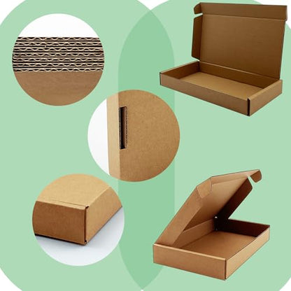 8x4x1 inch Small Shipping Boxes 50 Pack, Brown Corrugated Cardboard Mailers - size: 8x4x1 inch