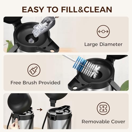 Coffee Carafe for Keeping Hot, 102OZ / 3L Airpot Coffee Dispenser with Pump - color: Stainless Steel, size: 102 Ounces