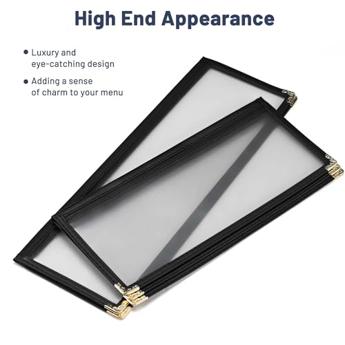 WeChef 30 Pcs 4.25 x 14" Restaurant Menu Covers 2 Page 4 View Menu Holders - size: 4.25x14" - 4 View