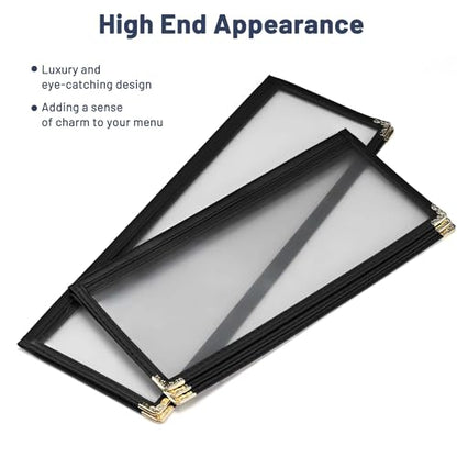 WeChef 30 Pcs 4.25 x 14" Restaurant Menu Covers 2 Page 4 View Menu Holders - size: 4.25x14" - 4 View