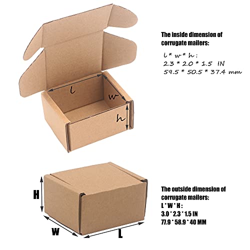 3.1"x 1.5"x 2.5" Extra Small Shipping Boxes, Brown Kraft Corrugated Cardboard Mailer Boxes, Recycable and Crush Resistant (8 Pack)