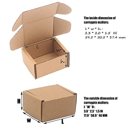 3.1"x 1.5"x 2.5" Extra Small Shipping Boxes, Brown Kraft Corrugated Cardboard Mailer Boxes, Recycable and Crush Resistant (8 Pack)