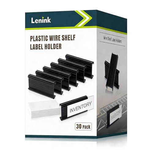 Lenink 30Pcs Wire Shelf Label Holders, Black Plastic Wire Rack Label Holder,Compatible with Metro 1-1/4in Shelves, Label Area 3in Lx1.25in H (Label Paper Insert Included) - color: Black, size: 3in