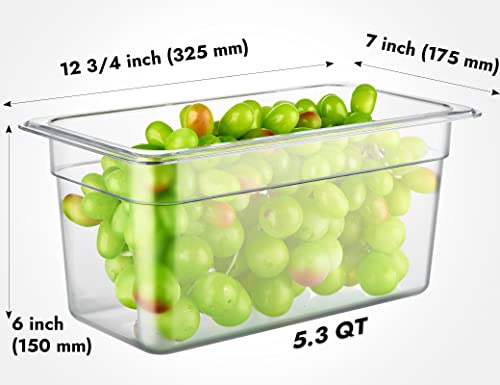 CURTA 6-Pack 1/3 Size 6" Deep NSF Polycarbonate Food Pans | Dishwasher & Freezer Safe Clear Container for Prep Tables, Buffet, Salad Bar, Commercial & Home Kitchen - color: 1/3 Size, size: 6" Deep