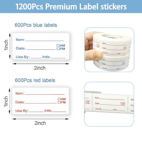 1200 PCS Removable Freezer Labels, 1 x 2 Inch Food Labels for Containers, Water Resistant Refrigerator Food Storage Date Stickers, No Residue Write-on Mason Jar Canning Labels for Kitchen Meal Prep