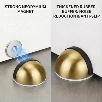 Magnetic Door Stop, Cushioning Bumper & Draft Hold, 2-Pack, Gold - color: Gold