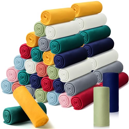Kinlop 60 Packs Throw Blanket Bulk 60 x 50 Inch Fleece Throw Soft Blankets Warm Cozy Lightweight Plush Blanket for Bed Couch Sofa Pet Office Wedding Gifts Travel Camping (Classic Color) - color: Classic Color