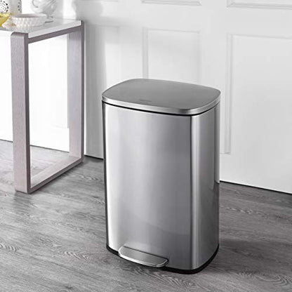 happimess Connor 2-Piece Stainless Steel Trash Can, Platinum Silver - color: Stainless Steel