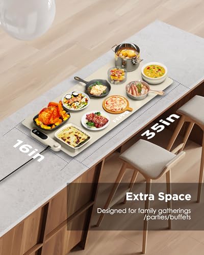 FEPPO Food Warming Mat, 35”x16” Electric Warming Trays for Buffets Party - color: White, size: 2XL Large: 35“x16"