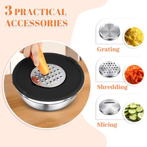 21PCS Mixing Bowls with Lids Set - 7 Nesting Mixing Bowls, 3 Graters, 11 Baking Tools, Lids, Stainless Steel Mixing Bowls for Mixing & Baking, Size 0.7/1.1/1.5/2.1/3.5/4/4.5 QT, Black - color: Mixing bowls 16Pcs Black-set