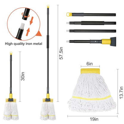 KeFanta Commercial Mop Heavy Duty Industrial Mop,60" String Wet Cotton Mops - size: 1 industrial mop - Yellow