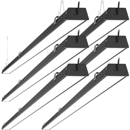 8FT LED Shop Light, 100W 12500lm, 5000K Daylight, Compact Black 8 Foot Commercial Lighting Fixtures for Workshops, Garage, Office, Surface/Suspension Mount, with 5FT Cord Switch, 6 Pack