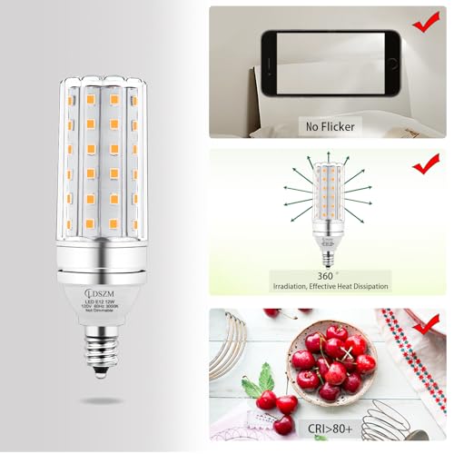 E12 LED Bulbs 12W Candelabra led Light Bulb,100 Watt Equivalent 1200lm Warm White 3000K E12 Base LED Chandelier Light Bulbs Non-Dimmable LED Corn Bulbs, Pack of 6 - color: E12-12w-3000k-6pcs