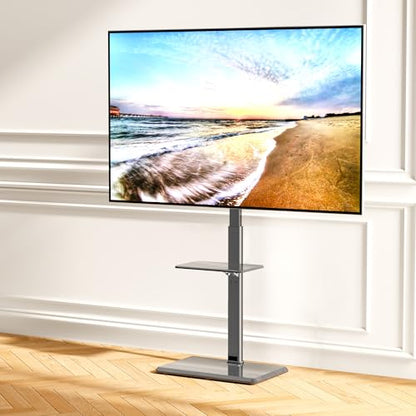 Floor TV Stand with Removable Media Shelf for 32-75 Inch TVs up to 110 lbs - style: TCP01-2-M-A02