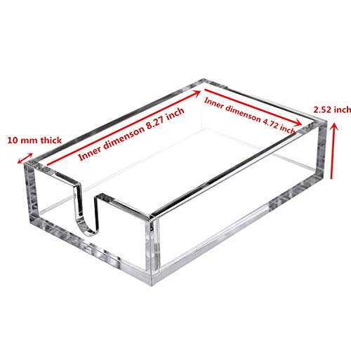 IEEK Acrylic Guest Towel Napkin Holder,Clear Bathroom Paper Hand Towels Storage Tray Modern Buffet Napkin Caddy,Fancy Flat Napkin Holders For Kitchen or Dining Room,9x5.5x2.5 Inch,Pack of 1 - size: 9x5.5x2.5 Inch Guest Towel Napkin Holder