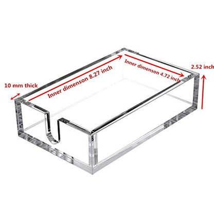 IEEK Acrylic Guest Towel Napkin Holder,Clear Bathroom Paper Hand Towels Storage Tray Modern Buffet Napkin Caddy,Fancy Flat Napkin Holders For Kitchen or Dining Room,9x5.5x2.5 Inch,Pack of 1 - size: 9x5.5x2.5 Inch Guest Towel Napkin Holder