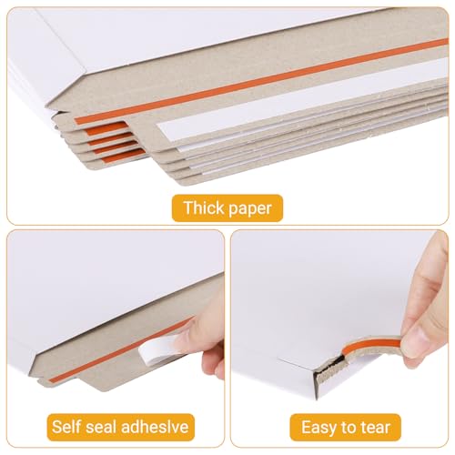 zmybcpack 100 Pack 6.3"x9.8" Rigid Mailer Self Seal Photo Document Mailer - size: 100 Pack 6.3x9.8inch