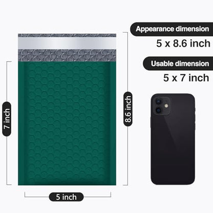UCGOU Bubble Mailers 5x8.6" Usable Size 5x7" Padded Envelope Green 100 Pack - color: Green, size: 5x8.6" 100PC