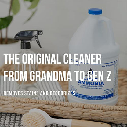 CPDI Clear Ammonia Cleaner Liquid, 2 Gallon, Multipurpose, Multi-Surface Cleaning Solution Removes Grease, Hard Water Stains, and Odors, Kitchen and Bathroom Use