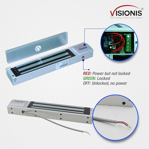 Visionis Electromagnetic Door Lock, 600 lbs, LED Sensor, Indoor, 12V 24V - size: Silver Magnetic Lock