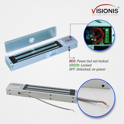 Visionis Electromagnetic Door Lock, 600 lbs, LED Sensor, Indoor, 12V 24V - size: Silver Magnetic Lock