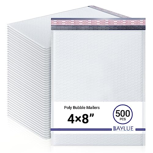 Small Bubble Mailers 4x8, Poly Padded Envelopes #000, 500 Pack Bulk - color: White, size: 4"x8" / 500 Pack