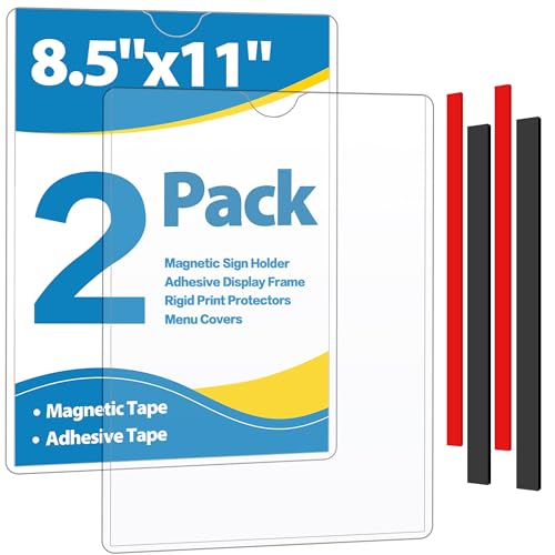 Magnetic Sign Holder Wall Mount 8.5 x 11, Plastic Door Display Frame for Fridge Window, 2Pack - size: 8.5"x11"-2Pack