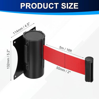 PATIKIL Fixed Wall Mount Retractable Belt Barrier 16 Feet, Red 1 Pcs - color: Red, size: 16 Feet