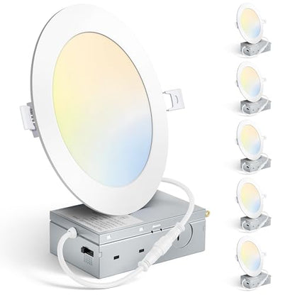MAXvolador 6 Pack 6 Inch LED Recessed Ceiling Light 5CCT with Junction Box