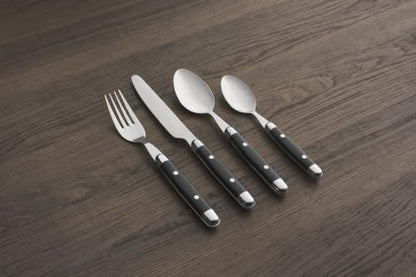 Cambridge Jubilee Black Stainless Steel Silverware Set for 4, 16-Piece - color: Black