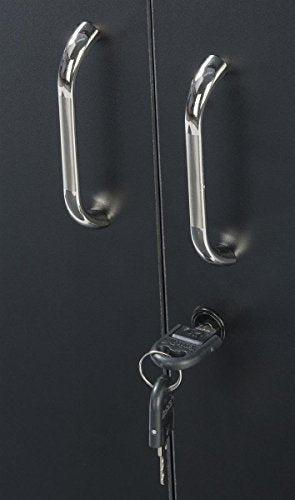 Displays2go 45.5" Tall Podium with Locking Cabinet, Black - color: Black