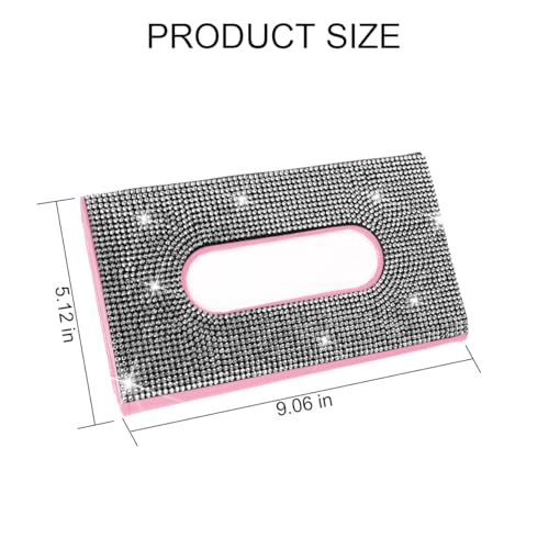 Rhinestone Leather Car Sun Visor Tissue Holder, White/Pink - color: White+pink