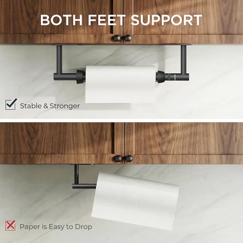 FORIOUS Paper Towel Holder Under Cabinet, One Hand Tear, Matte Black - color: Mattle Black