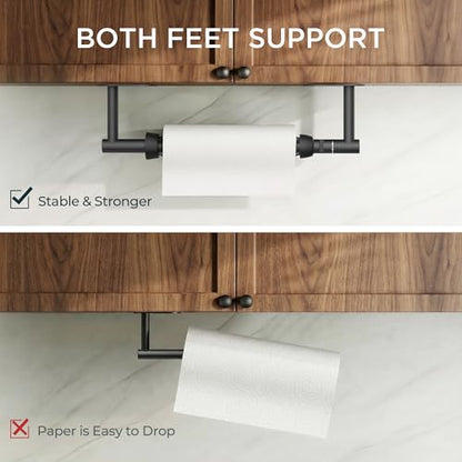 FORIOUS Paper Towel Holder Under Cabinet, One Hand Tear, Matte Black - color: Mattle Black