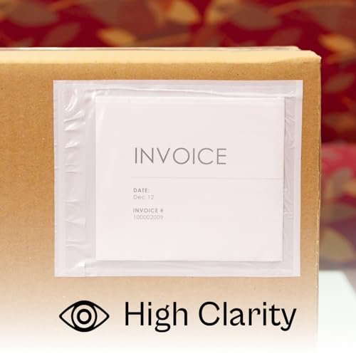 PSBM 1000 PCS 5.5 x 10 Inch Clear Blank Packing List Envelopes, Shipping Documents Pouches/Sleeves for Mailing Labels, Invoices, Documents and Packing Slips