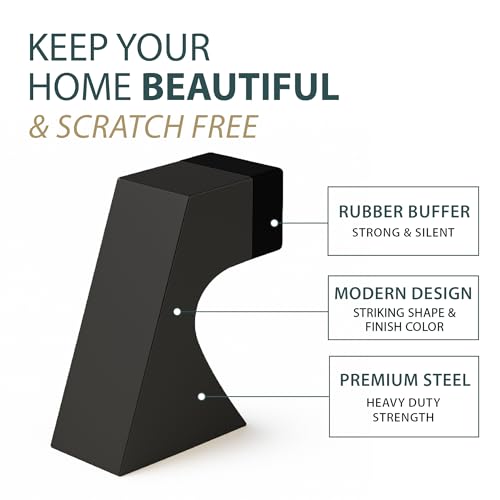 Mega Handles Curved Floor Door Stop Matte Black (1-Pack) - Wall Protector - color: Matte Black