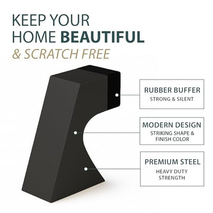 Mega Handles Curved Floor Door Stop Matte Black (1-Pack) - Wall Protector - color: Matte Black