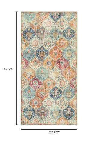 Lahome Moroccan Kitchen Rugs Non Slip Washable, 2x4 Rugs for Entryway - color: Burnt Orange/Teal Multi, size: 2' X 4' (Rectangular)