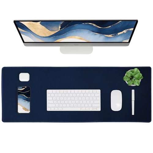 ALOANES Non-Slip Extended Mouse Pad Office&Home Desk Mat Stitched Edge - color: Navy, size: 27.6L x 11.8W inches