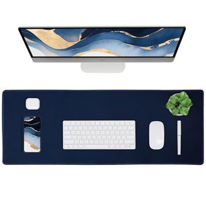 ALOANES Non-Slip Extended Mouse Pad Office&Home Desk Mat Stitched Edge - color: Navy, size: 35.4L x 15.7W inches