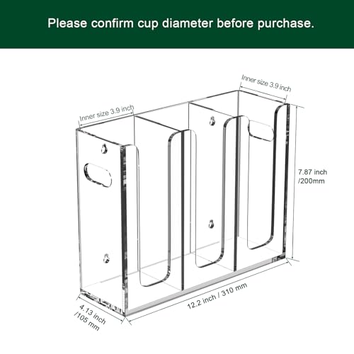 Disposable Coffee Cup Dispenser with Handles, Countertop or Wall Mount Hot/Cold Drink Cup and Lid Holder - Bathroom/Kitchen/Office Acrylic Cup Lid Storage Organizer (3 Compartments, Clear) - color: Clear, size: 3 Compartments