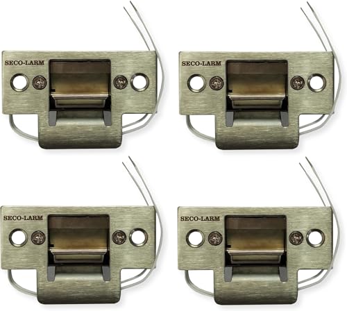 Seco-Larm SD-991A-D1Q Pack of 4 Mini No-Cut Electric Door Strikes; Indoor Use, Converts Cylindrical Lock Sets Into an Electronic Access-Controlled Locking System, Stainless Steel Keeper - size: Pack of 4