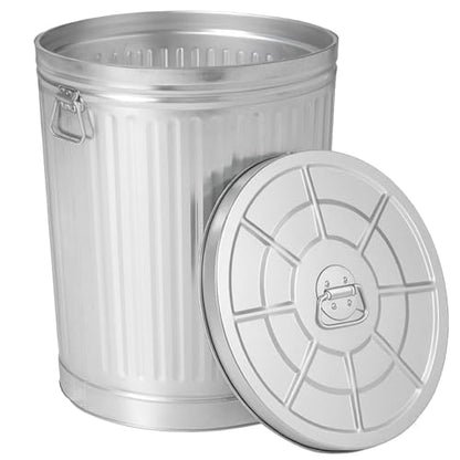 Gardenised Round Galvanized Steel, 26 Gallon Trash Can with Lid - Durable Metal Bucket for Backyard, Lawn, Garden and Yard Use - Weather-Resistant Garbage Can for Indoor and Outdoor, 28-inch - size: 26 Gallons