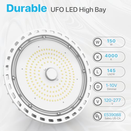 HYPERLITE UFO LED High Bay Lights: 100W 5000K, Low Bay LED Lights UL Listed - size: 100W/5K