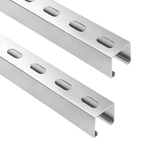 SKTREX 5 Feet Length Strut Channel Trolley Track,1-5/8" high and Wide 12 Gauge Metal Steel u Channel with Short Slotted Back Channel - Pre-Galvanized Zinc Finish for Durability (Pack of 2) - style: 2 Set