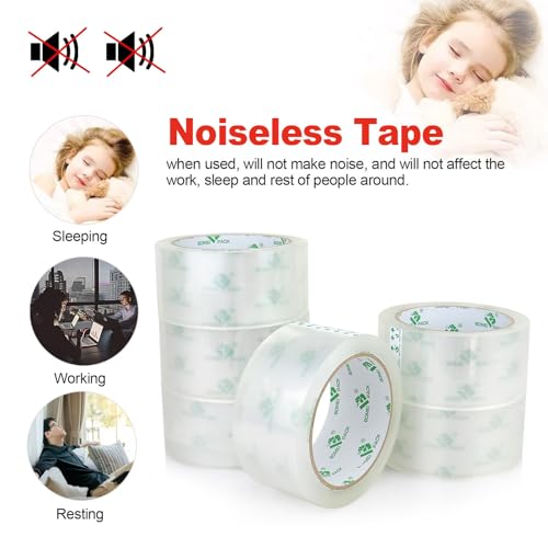 BOMEI PACK No Noise Silent Packing Tape 6 Rolls 1.88" x 55 Yards, Industrial Heavy Duty Packaging Tape for Packing Shipping Moving and Storage - size: 6PACK: 2.4mil*1.88inch*55yds
